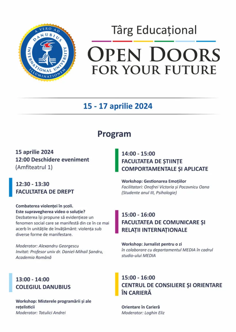 Târg educațional la Universitatea Danubius