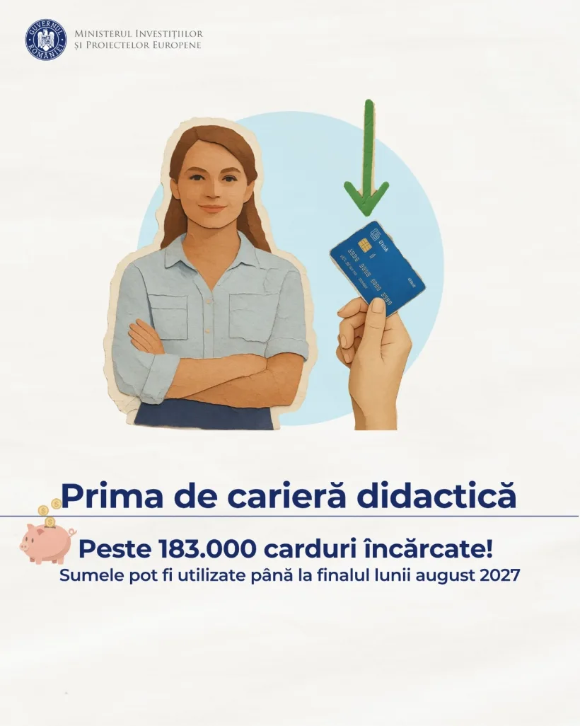 Prima de carieră, plătită unui număr de peste 183.000 de cadre didactice